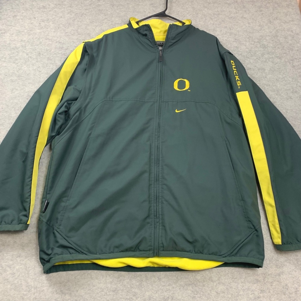 Nike Oregon Ducks Convertible Jacket Vest Mens XL Green Fleece Lined Full‎ Zip